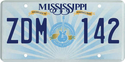 MS license plate ZDM142