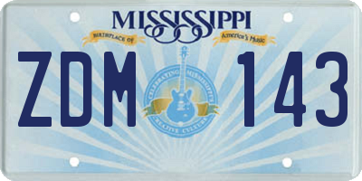 MS license plate ZDM143