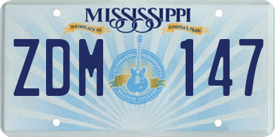 MS license plate ZDM147
