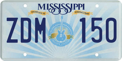 MS license plate ZDM150