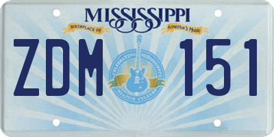 MS license plate ZDM151