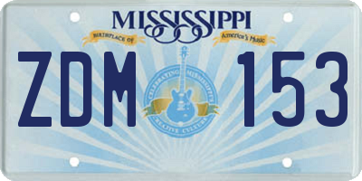 MS license plate ZDM153