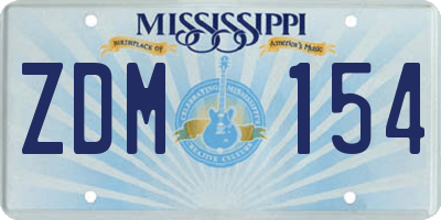 MS license plate ZDM154