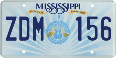 MS license plate ZDM156