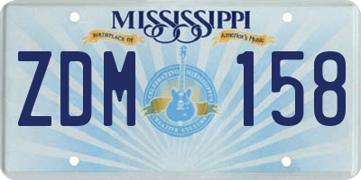 MS license plate ZDM158