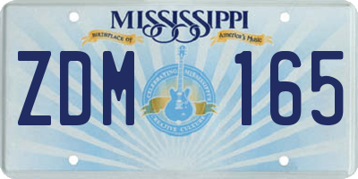 MS license plate ZDM165