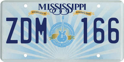 MS license plate ZDM166