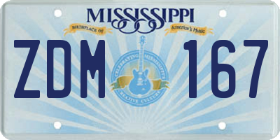 MS license plate ZDM167