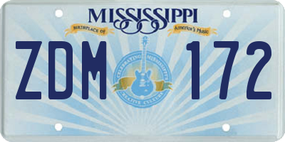 MS license plate ZDM172