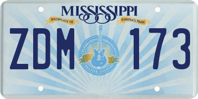 MS license plate ZDM173