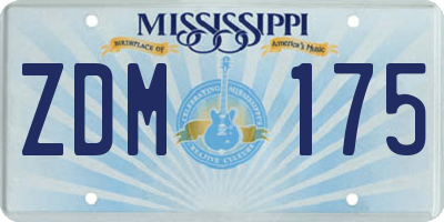 MS license plate ZDM175