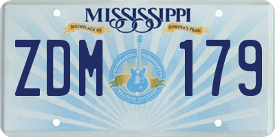 MS license plate ZDM179