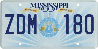 MS license plate ZDM180