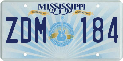 MS license plate ZDM184