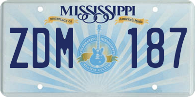 MS license plate ZDM187
