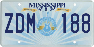 MS license plate ZDM188