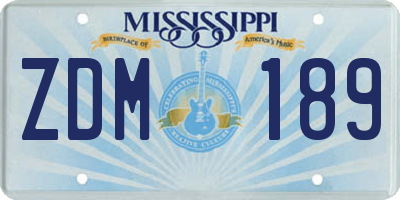 MS license plate ZDM189