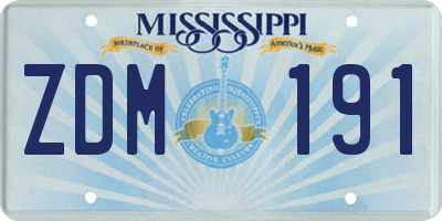 MS license plate ZDM191