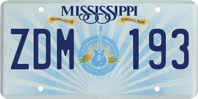 MS license plate ZDM193