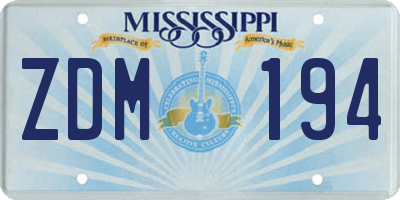 MS license plate ZDM194