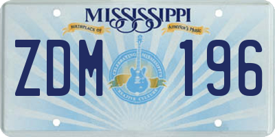 MS license plate ZDM196