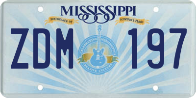 MS license plate ZDM197