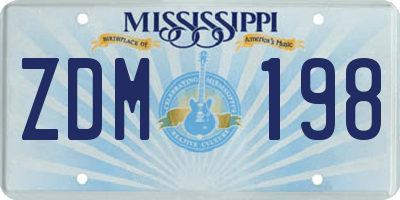 MS license plate ZDM198