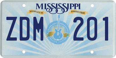 MS license plate ZDM201