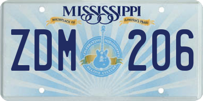 MS license plate ZDM206