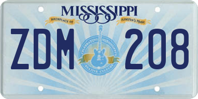 MS license plate ZDM208