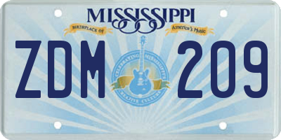 MS license plate ZDM209