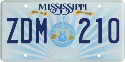 MS license plate ZDM210