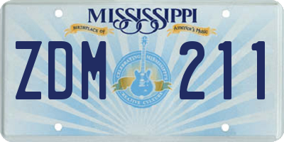 MS license plate ZDM211