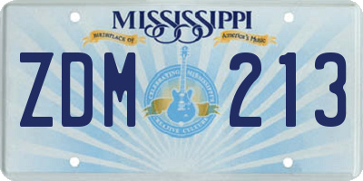 MS license plate ZDM213