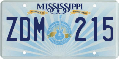 MS license plate ZDM215