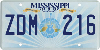 MS license plate ZDM216