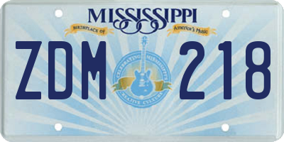 MS license plate ZDM218