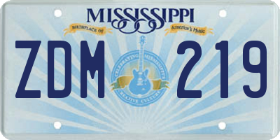 MS license plate ZDM219