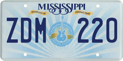 MS license plate ZDM220