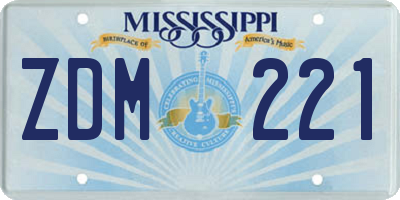 MS license plate ZDM221