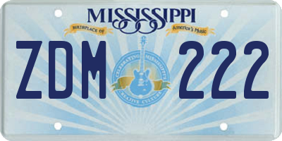 MS license plate ZDM222