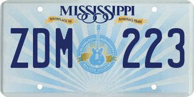 MS license plate ZDM223