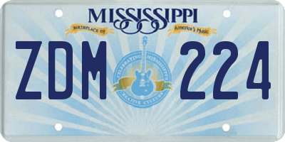 MS license plate ZDM224