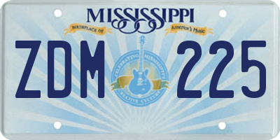 MS license plate ZDM225