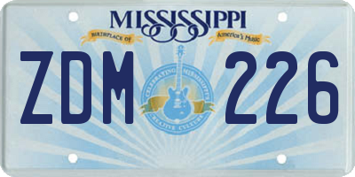 MS license plate ZDM226