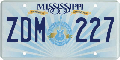 MS license plate ZDM227