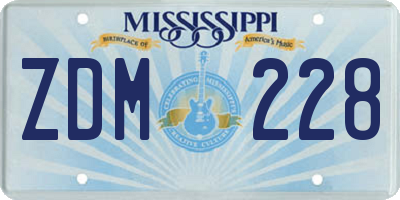 MS license plate ZDM228