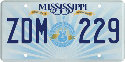 MS license plate ZDM229