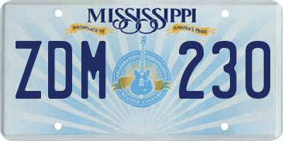 MS license plate ZDM230