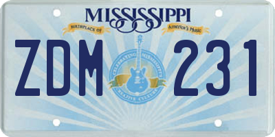 MS license plate ZDM231